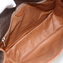 CELINE Macadam Canvas Shoulder Bag PVC Leather Brown Gold Auth INZ042-10