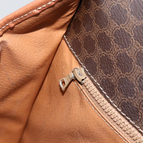 CELINE Macadam Canvas Shoulder Bag PVC Leather Brown Gold Auth INZ042