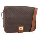 CELINE Macadam Canvas Shoulder Bag PVC Leather Brown Gold Auth INZ042-1