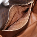 CELINE Macadam Canvas Shoulder Bag PVC Leather Brown Gold Auth INZ042-11