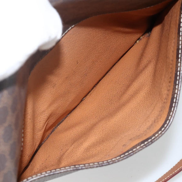 CELINE Macadam Canvas Shoulder Bag PVC Leather Brown Gold Auth INZ042
