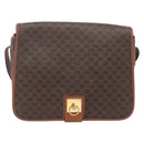 CELINE Macadam Canvas Shoulder Bag PVC Leather Brown Gold Auth INZ042-13