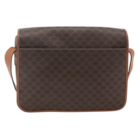 CELINE Macadam Canvas Shoulder Bag PVC Leather Brown Gold Auth INZ042