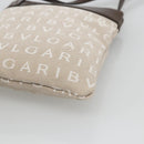 BVLGARI Logo Mania Shoulder Bag Canvas Beige Silver Auth INZ044A-14