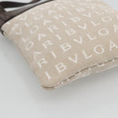 BVLGARI Logo Mania Shoulder Bag Canvas Beige Silver Auth INZ044A-15