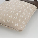 BVLGARI Logo Mania Shoulder Bag Canvas Beige Silver Auth INZ044A-16