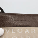 BVLGARI Logo Mania Shoulder Bag Canvas Beige Silver Auth INZ044A-17