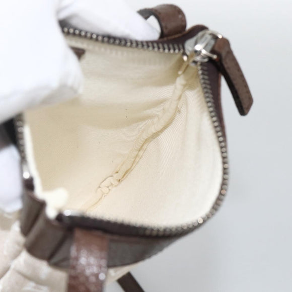 BVLGARI Logo Mania Shoulder Bag Canvas Beige Silver Auth INZ044A