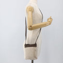 BVLGARI Logo Mania Shoulder Bag Canvas Beige Silver Auth INZ044A-22