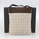 BVLGARI Logo Mania Shoulder Bag Canvas Beige Silver Auth INZ044A-12