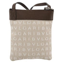 BVLGARI Logo Mania Shoulder Bag Canvas Beige Silver Auth INZ044A-2