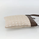 BVLGARI Logo Mania Shoulder Bag Canvas Beige Silver Auth INZ044A-4