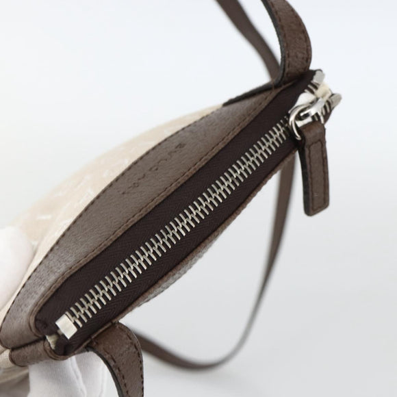 BVLGARI Logo Mania Shoulder Bag Canvas Beige Silver Auth INZ044A