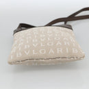 BVLGARI Logo Mania Shoulder Bag Canvas Beige Silver Auth INZ044A-5