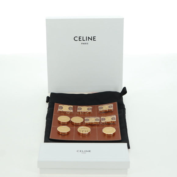 CELINE Tic Tac Toe Board Game Domino metal Gold Tone Auth INZ045SM