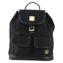 MCM Vicetos Logogram Backpack Canvas Black Gold Auth INZ047-2