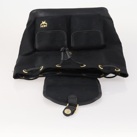 MCM Vicetos Logogram Backpack Canvas Black Gold Auth INZ047