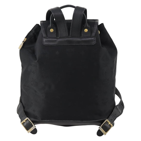 MCM Vicetos Logogram Backpack Canvas Black Gold Auth INZ047
