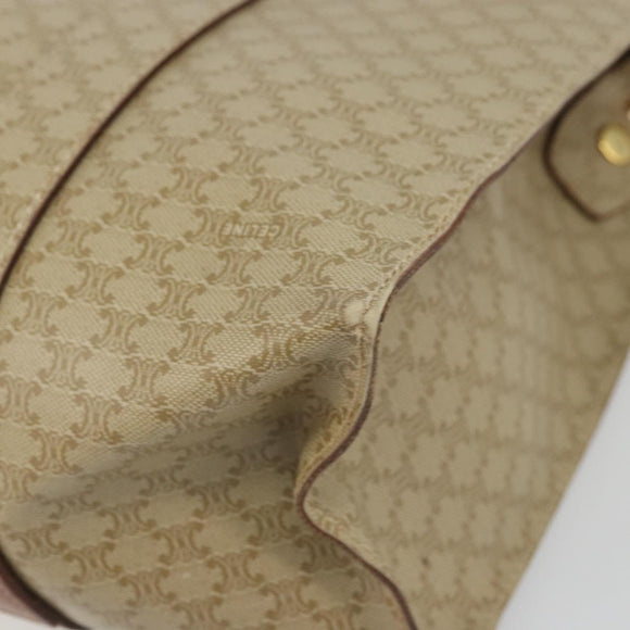 CELINE Macadam Canvas Tote Bag PVC Beige Gold Auth INZ048