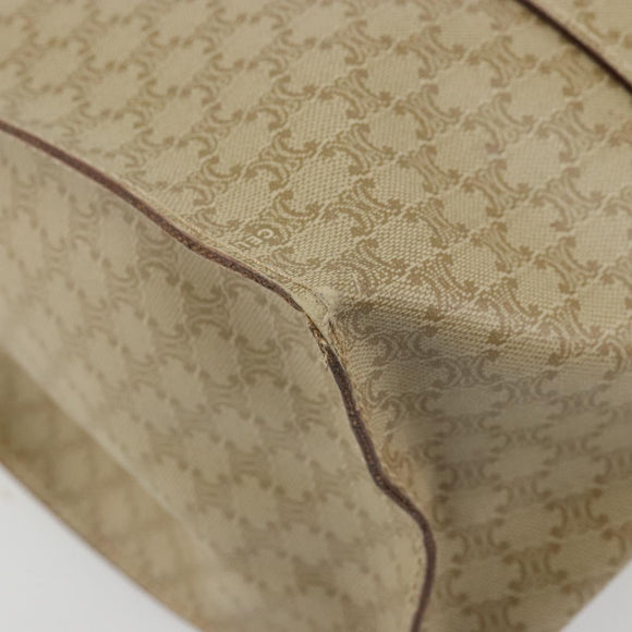 CELINE Macadam Canvas Tote Bag PVC Beige Gold Auth INZ048