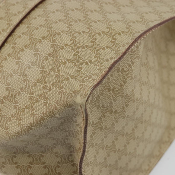 CELINE Macadam Canvas Tote Bag PVC Beige Gold Auth INZ048