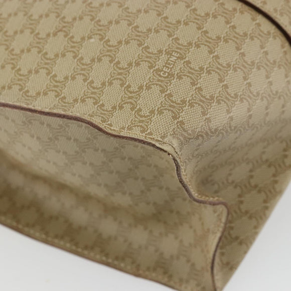 CELINE Macadam Canvas Tote Bag PVC Beige Gold Auth INZ048