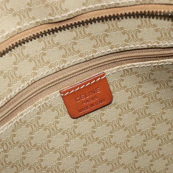 CELINE Macadam Canvas Tote Bag PVC Beige Gold Auth INZ048