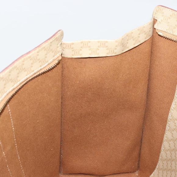 CELINE Macadam Canvas Tote Bag PVC Beige Gold Auth INZ048