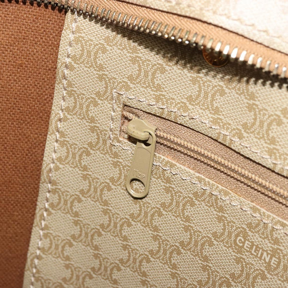 CELINE Macadam Canvas Tote Bag PVC Beige Gold Auth INZ048