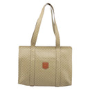 CELINE Macadam Canvas Tote Bag PVC Beige Gold Auth INZ048-13