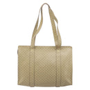 CELINE Macadam Canvas Tote Bag PVC Beige Gold Auth INZ048-2