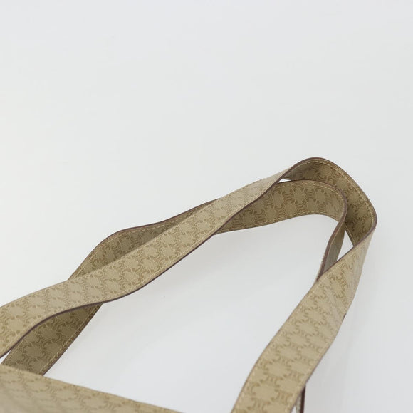 CELINE Macadam Canvas Tote Bag PVC Beige Gold Auth INZ048