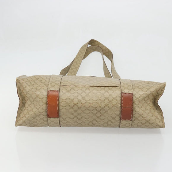 CELINE Macadam Canvas Tote Bag PVC Beige Gold Auth INZ048