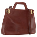 Salvatore Ferragamo Gancini Hand Bag Leather 2way Brown Gold Auth INZ049-1