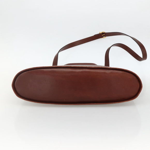 Salvatore Ferragamo Gancini Hand Bag Leather 2way Brown Gold Auth INZ049