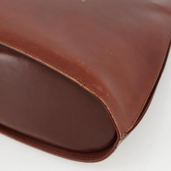 Salvatore Ferragamo Gancini Hand Bag Leather 2way Brown Gold Auth INZ049