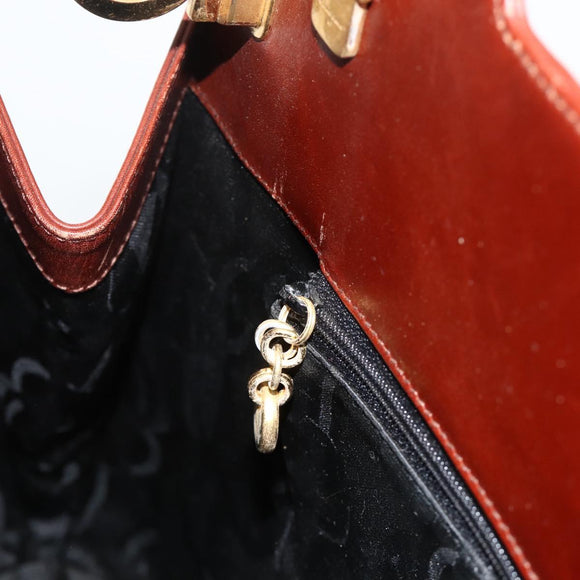 Salvatore Ferragamo Gancini Hand Bag Leather 2way Brown Gold Auth INZ049