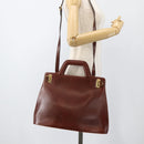Salvatore Ferragamo Gancini Hand Bag Leather 2way Brown Gold Auth INZ049-22
