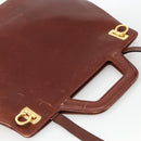 Salvatore Ferragamo Gancini Hand Bag Leather 2way Brown Gold Auth INZ049-6