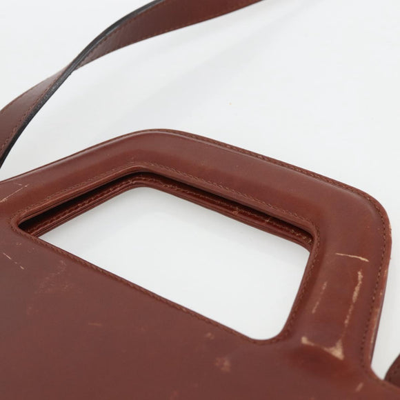 Salvatore Ferragamo Gancini Hand Bag Leather 2way Brown Gold Auth INZ049