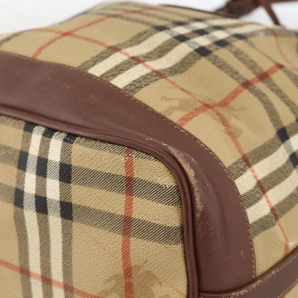 Burberrys Nova Check Shoulder Bag PVC Beige Auth INZ052