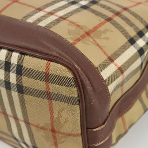 Burberrys Nova Check Shoulder Bag PVC Beige Auth INZ052