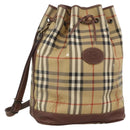 Burberrys Nova Check Shoulder Bag PVC Beige Auth INZ052-1
