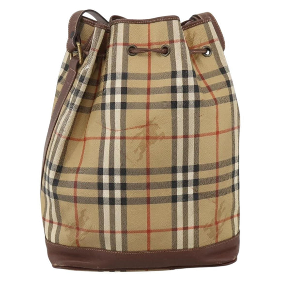 Burberrys Nova Check Shoulder Bag PVC Beige Auth INZ052