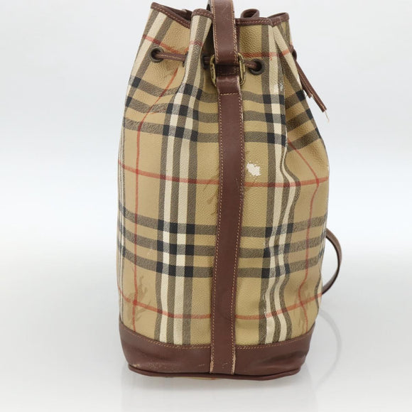 Burberrys Nova Check Shoulder Bag PVC Beige Auth INZ052