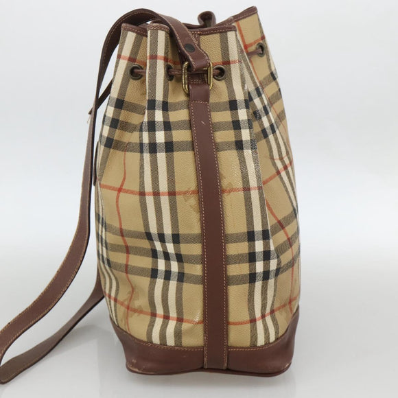Burberrys Nova Check Shoulder Bag PVC Beige Auth INZ052