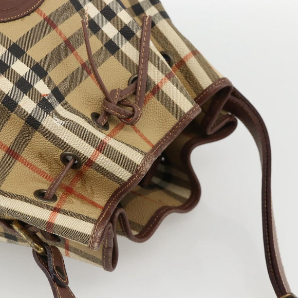 Burberrys Nova Check Shoulder Bag PVC Beige Auth INZ052