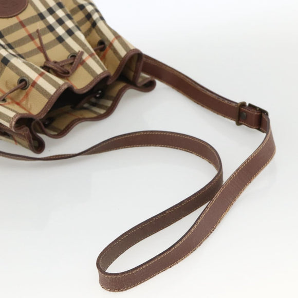 Burberrys Nova Check Shoulder Bag PVC Beige Auth INZ052