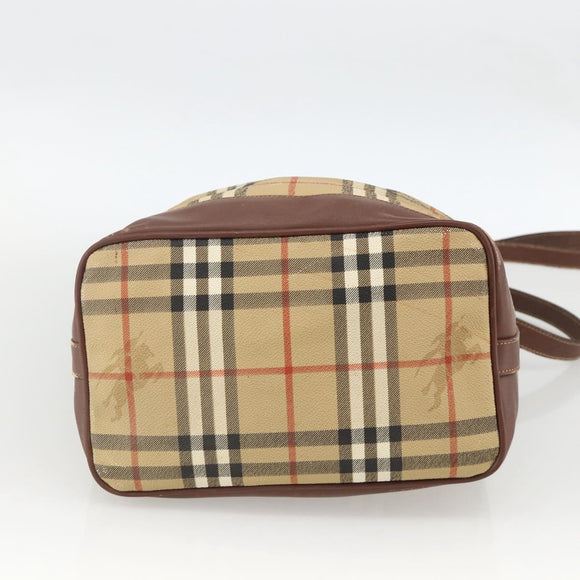 Burberrys Nova Check Shoulder Bag PVC Beige Auth INZ052