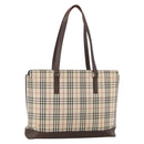 BURBERRY Nova Check Tote Bag Canvas Beige Silver Auth INZ053-1